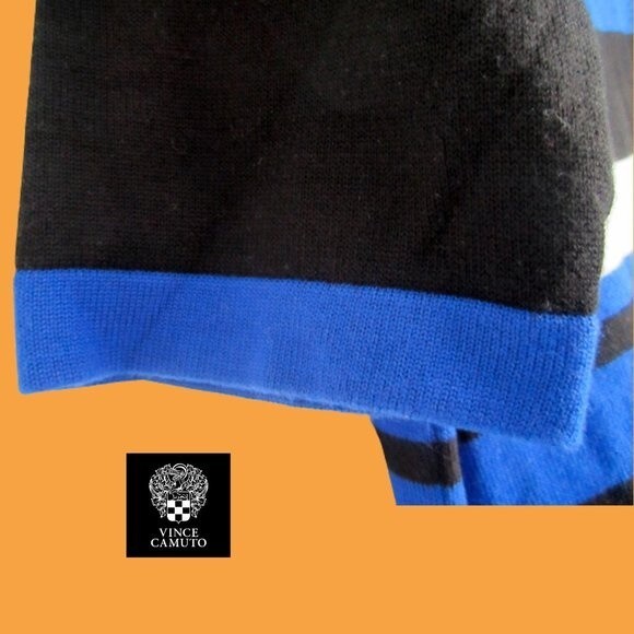 VINCE CAMUTO NEW Striped Turtleneck Elbow Sleeve Knit Dress L - Picture 6 of 12